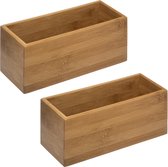 Set van 2x stuks sieraden/make-up houder/box 23 x 9,5 cm van bamboe hout - Nagellak box - Sieraden box - Make-up box - Organizer