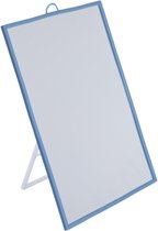 Basic make-up spiegel/scheerspiegel op standaard kunststof 20 x 30 cm blauw - Badkamer/kaptafel opmaakspiegels