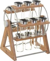 Groot étagère à épices carrousel/roue tournante avec 15 pots à épices 35 cm en bambou - Pots à épices de cuisine - Stockage des épices
