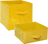 Set van 2x stuks opbergmanden/kastmanden 14 en 29 liter geel van polyester 31 cm - Opbergboxen - Vakkenkast manden