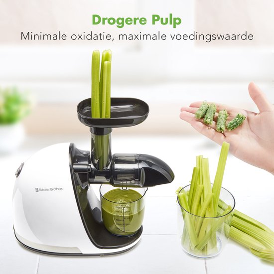 KitchenBrothers Slowjuicer - Juicer - Groenten en Fruitpers - 700ml - Wit van KitchenBrothers — afbeelding 4