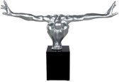 Sculptuur - Beeld - Cliffhanger - Zilver -  Decoratief Figuur - Sportieve man - B 75 cm - H 45 cm