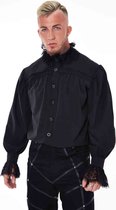 Jawbreaker - Gothic With Lace Collar and Cuffs Overhemd - XL - Zwart