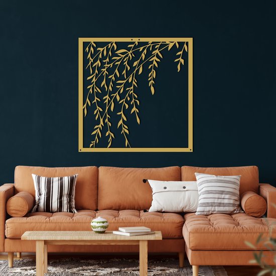 Wanddecoratie |Branch  | Metal - Wall Art | Muurdecoratie | Woonkamer |Gouden| 60x60cm