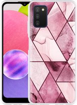Hoesje Geschikt voor Samsung Galaxy A03s Roze Marmer Mix