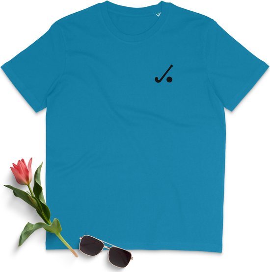 T Shirt Dames - Hockey Logo Opdruk - Korte Mouw - Blauw - Maat M