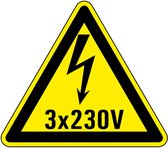 Sticker elektriciteit waarschuwing 3x230V 400 mm