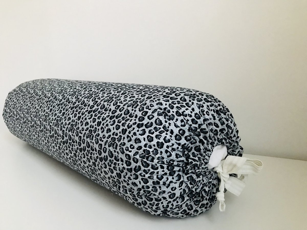 Gustiana® Guling - Rolkussen - Sluimerrol Kapok met wasbare sloop - L85 x B35 x ø20 cm - Grijze panter