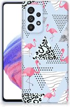 Leuk TPU Back Cover Geschikt voor Samsung Galaxy A53 5G GSM Hoesje Doorzichtig Flamingo Triangle
