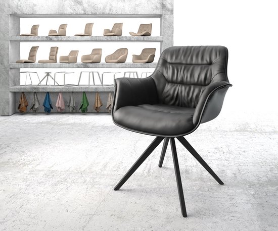 Chaise pivotante Kaira- Flex cross frame angulaire cuir noir noir