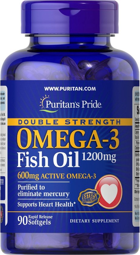 Puritan's Pride Double Strength Omega-3 Fish Oil 1200 mg/600 mg Omega-3 -  90 softgels | bol.com