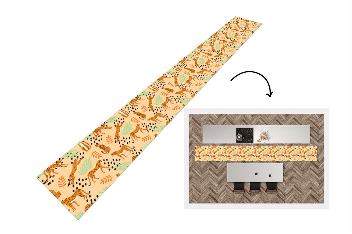 KitchenYeah Keukenloper - Keukenmat - Patroon - Jachtluipaard - Bladeren - Keuken vloerkleed multicolor, foto 2