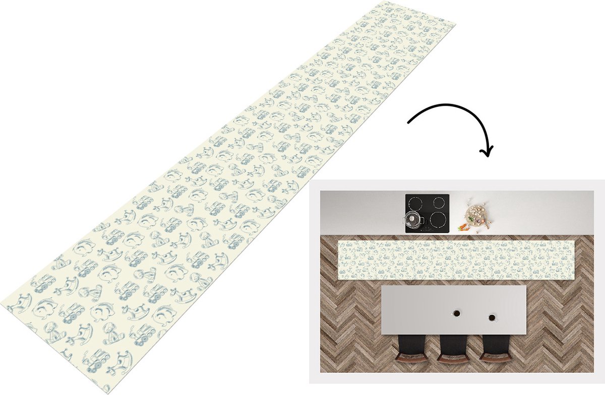 KitchenYeah Keukenloper - Keukenmat - Dieren - Speelgoed - Patroon - Keuken vloerkleed Multicolor