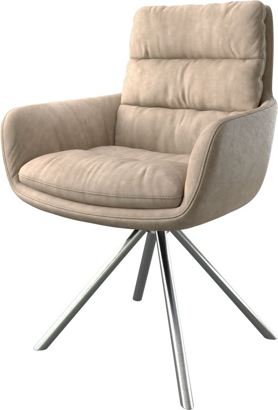 Chaise pivotante Abelia- Flex avec accoudoirs structure croisée ronde inox  beige vintage | bol.com