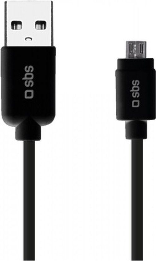 SBS USB-A naar Micro USB Kabel 1 Meter - Zwart