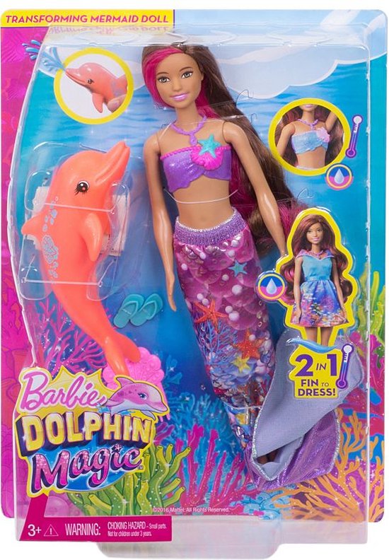 Mam schelp verhoging Barbie Magische Dolfijn Transformerende Zeemeerminpop - Barbiepop | bol.com
