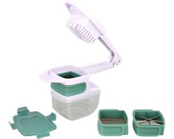Multi snijset - Wit / Groen - Kunststof / Metaal - 3 Snijstanden - 5 Delig