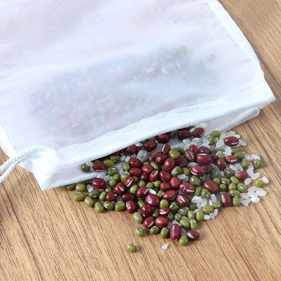 Diffaxy 4 notenmelkzakken, 30 × 20 cm, nylon, fijnmazige passeerdoek, fijnmazig filter met trekkoord, filterzak voor zelfgemaakte kaas, fruitsap en groentesap, wasbaar en herbruikbaar