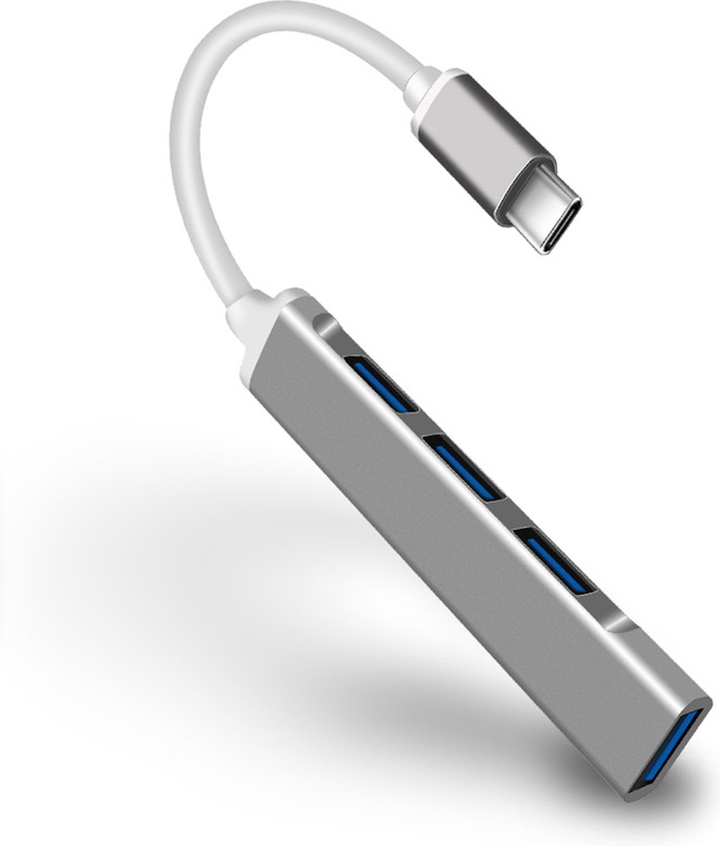 Jado USB C Hub - 4 Poorten - USB Splitter - Computer Accessoires - MacBook - Grijs