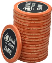 ONK Poker keramische Chips 25.000 oranje (25 stuks) - pokerchips - pokerfiches - poker fiches - keramisch - pokerspel - pokerset - poker set