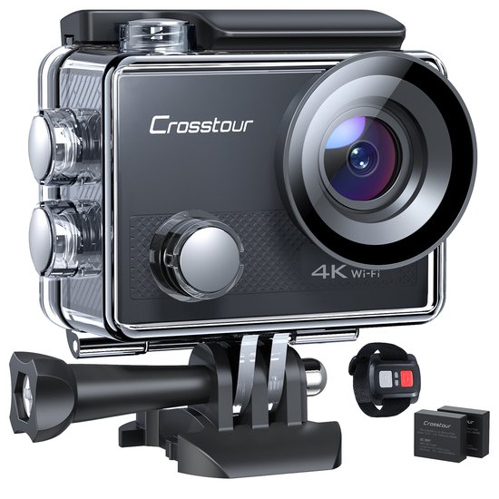 Busuo Caméra Sport Caméra daction Étanche 30M 170°Grand-Angle 2 Batteries et Inclut 16 Kits Complets dAccessoires 