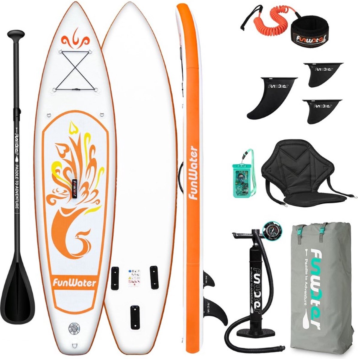Funwater Lyrebird 10′ all-round SUP board - Met kajakzitje - Met telefoonhoesje