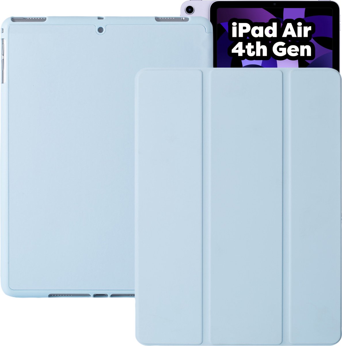 iPad Air 2020 Hoes - iPad Air 4 Cover met Apple Pencil Vakje - Blauw Hoesje iPad Air 10.9 inch (4e generatie) Smart Folio Case