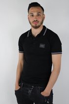 Slim fit Heren Polo-Poloshirt-Zwart-Maat XL