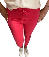 Travel broek met ritsjes fel roze maat M