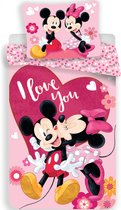 KD® - Minnie en Mickey, I Love You - Dekbedovertrek - Eenpersoons - 140 x 200 cm - Polyester