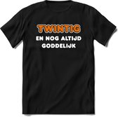 20 Jaar Goddelijk - Feest kado T-Shirt Heren / Dames - Wit / Oranje - Perfect Verjaardag Cadeau Shirt - grappige Spreuken, Zinnen en Teksten. Maat XL