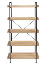 naqsh store Metalen plank Boekenplank Industriële stijl 91x25,5x173cm,5 Tier Keukenplank Opbergkasten Wit+Lichteiken