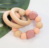 RiFresh | bijtring siliconen kralen | mauve | oud roze | babyshower kadotip