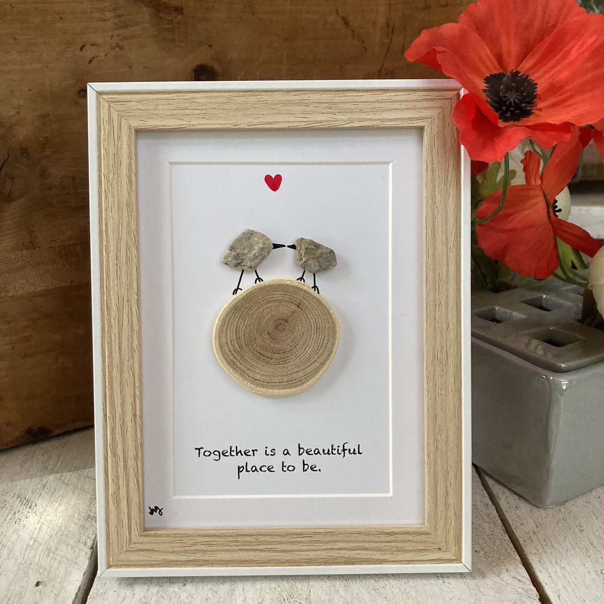 Schilderijtje 3D: Together is a beautiful place to be. 16 x 21 cm.