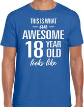Impressionnant 18 ans - t-shirt cadeau génial 18 ans homme bleu - cadeau d'anniversaire L.