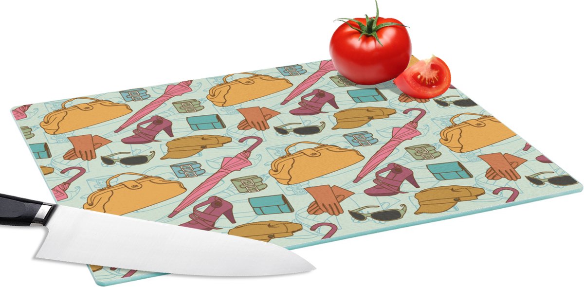 Glazen Snijplank - 39x28 - Kleren - Paraplu - Seizoenen - Design - Snijplanken Glas