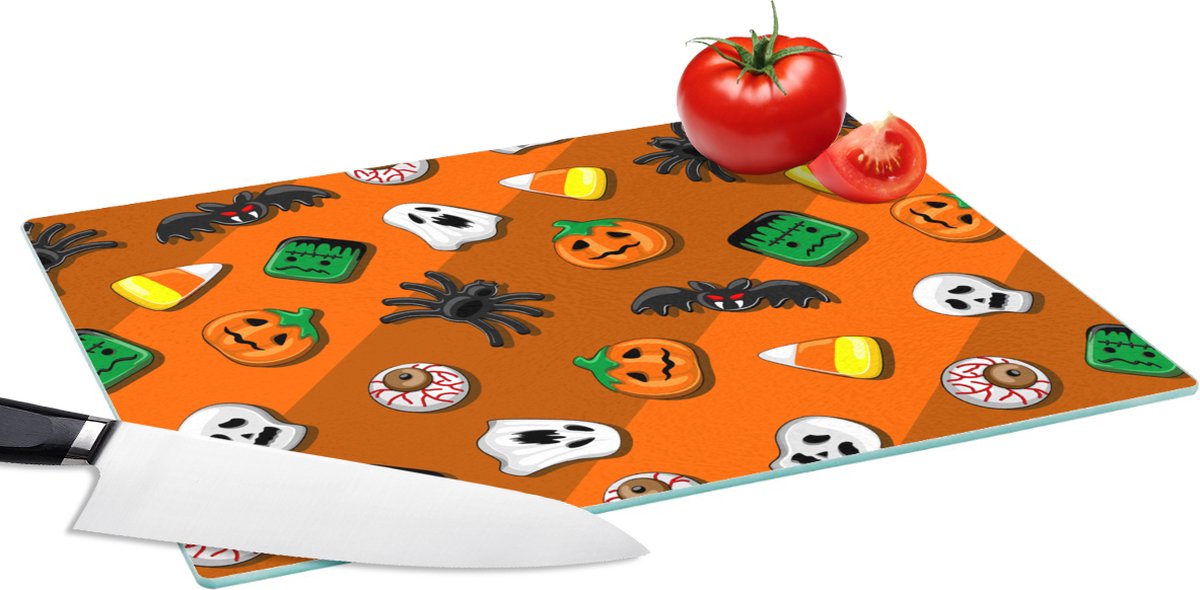 Glazen Snijplank - 39x28 - Snoep - Halloween - Patronen - Snijplanken Glas