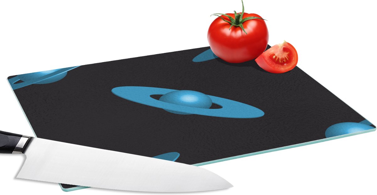Glazen Snijplank - 28x20 - Planeten - Blauw - Kinderen - Design - Snijplanken Glas