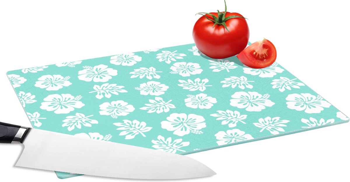 Glazen Snijplank - 28x20 - Hawaii - Hibiscus - Bloem - Patronen - Snijplanken Glas