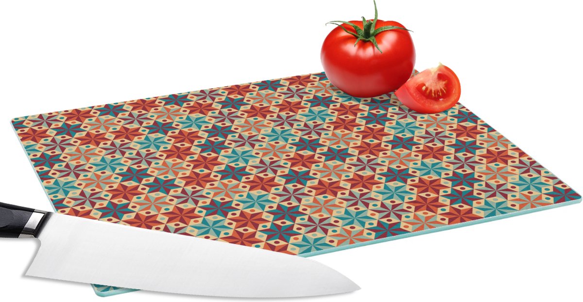 Glazen Snijplank - 28x20 - Sterren - Kerstmis - Design - Snijplanken Glas