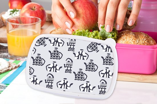 Lunch box Rose - Lunch box - Boîte à pain - Théière - Motifs - Thee - 18x12x6 cm - Enfants - Fille