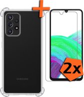 Samsung Galaxy A33 Hoesje Shockproof Met 2x Screenprotector - Samsung Galaxy A33 Screen Protector Tempered Glass - Samsung Galaxy A33 Transparant Transparant Shock Proof Met Besche