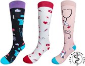 Jouw medische shop - 3 paar compressiekousen - Zorgheld - SEH - Pink - Maat 36-41 -Compressiesokken - sokken - medische sokken - medsocks- steunkousen - chaussettes de compression