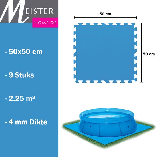 Meisterhome® Zwembad tegels - Set van 9 stuks - 50x50 cm - 2,25 m² - Bodem  bescherming... | bol.com