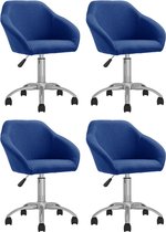 Eetkamerstoelen draaibaar 4 st stof blauw