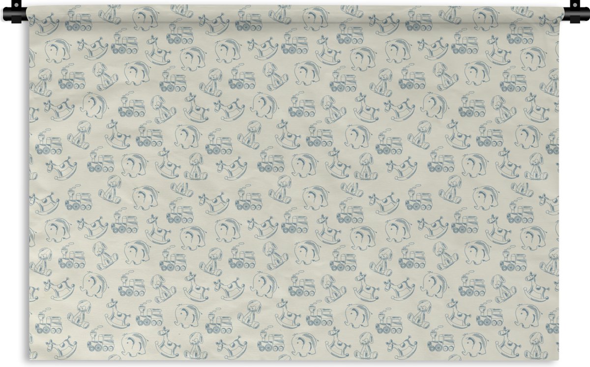Wandkleed - Wanddoek - Dieren - Speelgoed - Patroon - 120x80 cm - Wandtapijt