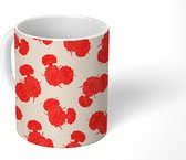 Mok - Koffiemok - Bloemen - Boeket - Patroon - Rood - Vintage - Mokken - 350 ML - Beker - Koffiemokken - Theemok