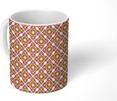 Mok - Koffiemok - Abstract - Oranje - Patronen - Mokken - 350 ML - Beker - Koffiemokken - Theemok