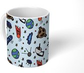 Mok - Koffiemok - Kinderen - Ruimte - Design - Doodle - Mokken - 350 ML - Beker - Koffiemokken - Theemok