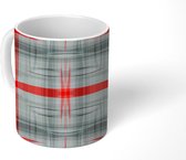 Mok - Koffiemok - Design - Tartan - Rood - Grijs - Mokken - 350 ML - Beker - Koffiemokken - Theemok